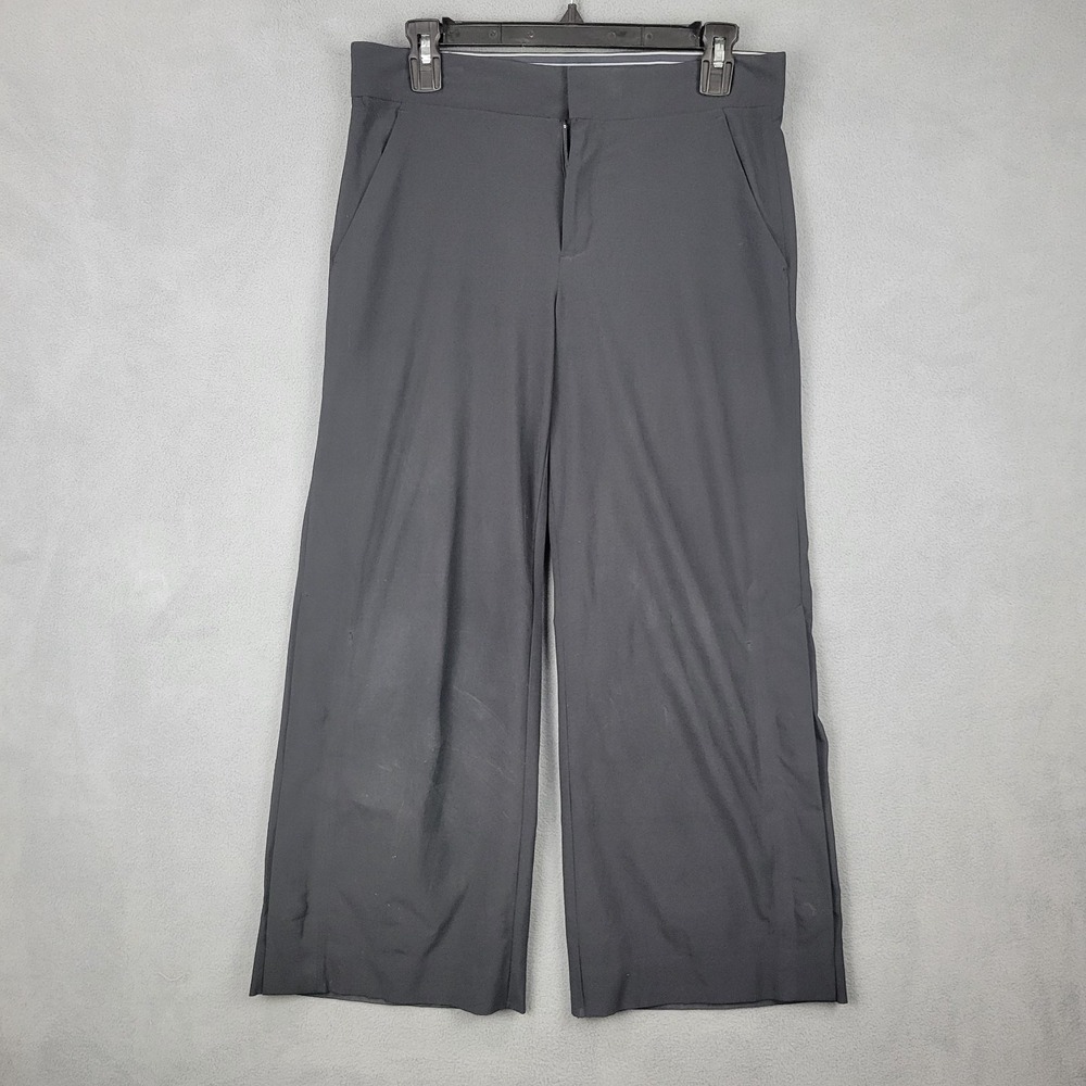 Athleta‎ Dress Pants Womens 2 Black Stretch Wide Leg Formal Business Dark Wash